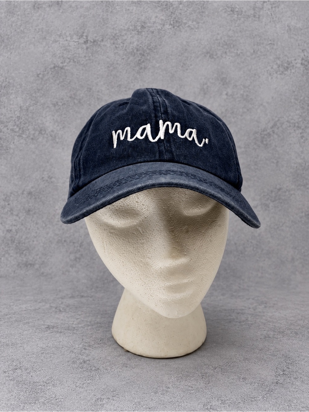 Mama Embroidered Washed Navy Dad Hat Adjustable Baseball Cap